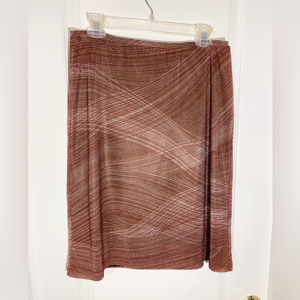 Y2K VTG Express Metallic Patterned Stretch Skirt Burgundy Silver Size Medium